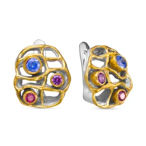 Серьги из серебра 925 с фианитами