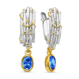 Серьги Woven из серебра 925 с фианитами