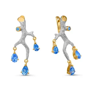 Серьги Branch из серебра 925 с фианитами