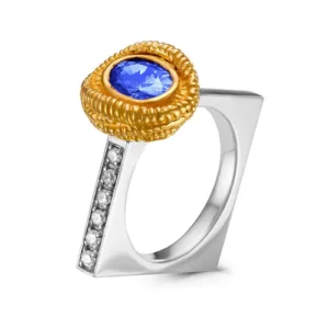 Кольцо Rope из серебра 925 с фианитами