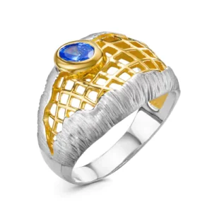 Кольцо Lattice из серебра 925 с фианитами