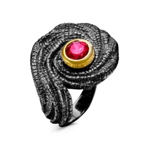 Кольцо Swirl из серебра 925 с фианитами