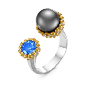 Кольцо Palermo из серебра 925 с фианитами и жемчугом