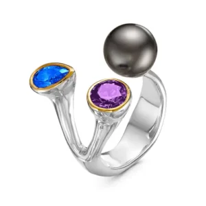 Кольцо Sei из серебра 925 с фианитами и жемчугом