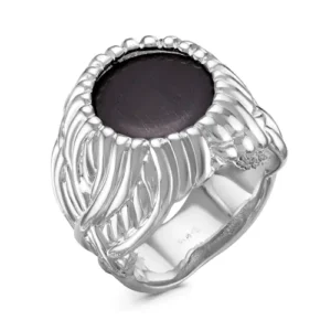Кольцо Bond из серебра 925 со вставкой из Эбенового дерева