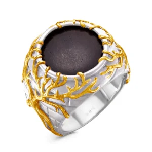 Кольцо Runa из серебра 925  со вставкой из Эбенового дерева